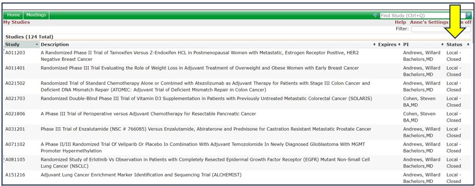 Screenshot of the Total Studies section of the user dashboard on IRBManager